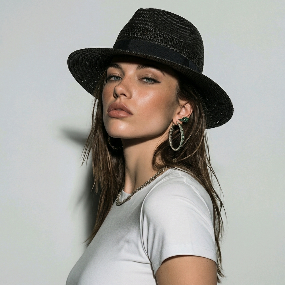 🆕BLACK STRAW PANAMA HAT